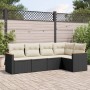 Set Divani da Giardino 5 pz con Cuscini in Polyrattan Nero