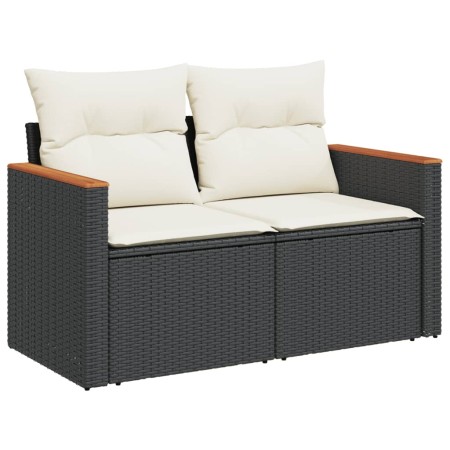 Set Divani da Giardino 5 pz con Cuscini in Polyrattan Nero