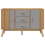 Credenza OLDEN Grigia e Marrone 114x43x73,5 cm Massello di Pino