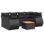 Set Divani da Giardino con Cuscini 7pz Nero Polyrattan