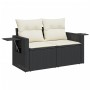 Set Divani da Giardino 5 pz con Cuscini in Polyrattan Nero