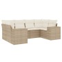 Set Divano da Giardino 6 pz con Cuscini Beige in Polyrattan