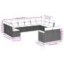 Set Divani da Giardino 12 pz con Cuscini Nero in Polyrattan