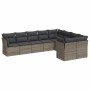 Set Divano da Giardino 9 pz con Cuscini Grigio in Polyrattan