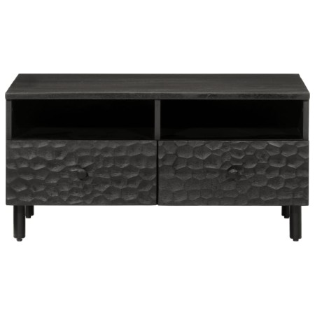 Tavolino da Salotto Nero 80x54x40 cm in Legno Massello di Mango