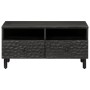 Tavolino da Salotto Nero 80x54x40 cm in Legno Massello di Mango