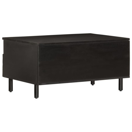 Tavolino da Salotto Nero 80x54x40 cm in Legno Massello di Mango