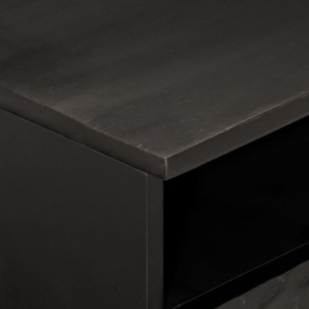 Tavolino da Salotto Nero 80x54x40 cm in Legno Massello di Mango