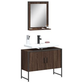 Set Mobili da Bagno 2 pz Rovere Marrone in Legno Multistrato