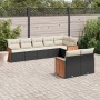 Set Divani da Giardino con Cuscini 8 pz Nero in Polyrattan