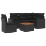 Set Divano da Giardino 6 pz con Cuscini Nero in Polyrattan