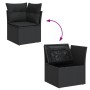 Set Divano da Giardino 6 pz con Cuscini Nero in Polyrattan