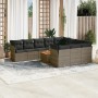 Set Divani da Giardino 11 pz con Cuscini in Polyrattan Grigio