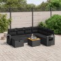 Set Divani da Giardino con Cuscini 8 pz Nero in Polyrattan