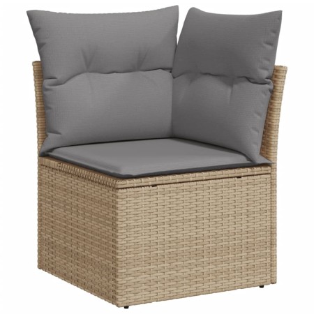 Set Divano da Giardino 8 pz con Cuscini Beige Misto Polyrattan