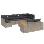 Set Divano da Giardino 10 pz con Cuscini Grigio in Polyrattan