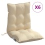 Cuscini per Sedia Schienale Basso 6 pz Beige in Tessuto Oxford