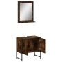 Set Mobili da Bagno 2 pz Rovere Fumo in Legno Multistrato