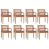 Set Pranzo Giardino 9pz con Cuscini Grigio Scuro Massello Teak