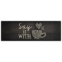 Tappeto da Cucina Lavabile Nero Tazza 60x180 cm in Velluto