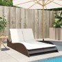 Lettino Prendisole con Cuscini Marrone 114x205x73 cm Polyrattan