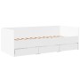 Divano Letto con Cassetti Bianco 90x190 cm in Legno Multistrato