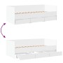 Divano Letto con Cassetti Bianco 90x190 cm in Legno Multistrato