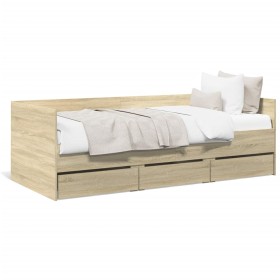 Divano Letto con Cassetti Rovere Sonoma 90x190 cm Multistrato