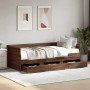 Divano Letto con Cassetti Rovere Marrone 90x190 cm Multistrato