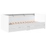 Divano Letto con Cassetti Bianco 90x200 cm in Legno Multistrato