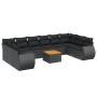 Set Divani da Giardino 11 pz con Cuscini in Polyrattan Nero