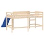 Letto Soppalco con Scivolo Bambini 90x190cm Legno Massello Pino