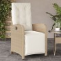 Sedia Reclinabile da Giardino con Poggiapiedi Beige Polyrattan