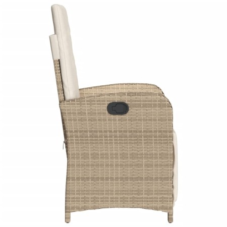 Sedia Reclinabile da Giardino con Poggiapiedi Beige Polyrattan