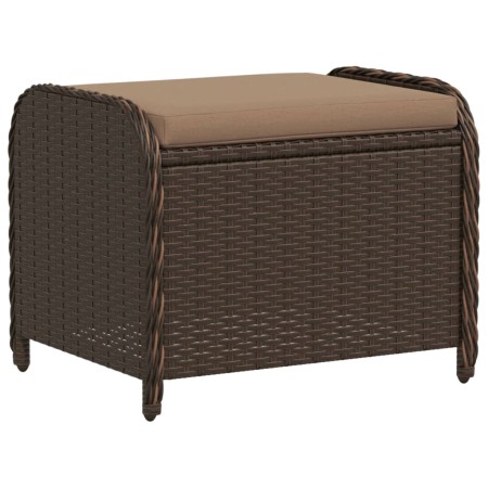 Sgabello Giardino con Cuscino Marrone 58x46x46 cm in Polyrattan