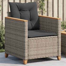 Sedia da Giardino con Cuscini Grigia in Polyrattan