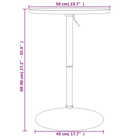 Tavolino Bar Nero 50x50x90 cm Legno Multistrato Acciaio Cromato