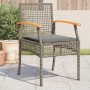 Sedie da Giardino con Cuscini 4pz Grigie in Polyrattan e Acacia