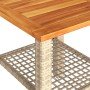 Tavolo da Giardino Beige 40x40x42 cm Polyrattan e Legno Acacia