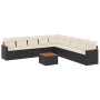 Set Divani da Giardino 10pz con Cuscini in Polyrattan Nero