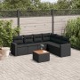 Set Divani da Giardino con Cuscini 7pz Nero Polyrattan