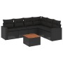 Set Divani da Giardino con Cuscini 7pz Nero Polyrattan