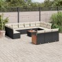 Set Divani da Giardino 14pz con Cuscini in Polyrattan Nero