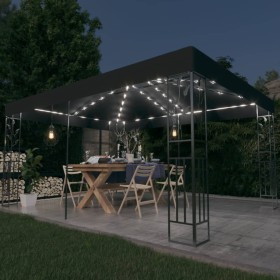 Gazebo con Tetto Doppio e Luci LED 3x4 m Antracite