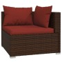 Set Divani da Giardino 9 pz con Cuscini in Polyrattan Marrone