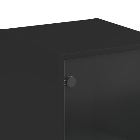 Credenza con Anta in Vetro Nera 35x37x142 cm