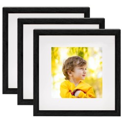 Set di Cornici Fotografiche 3D 3 pz Nero 23x23 cm Foto 13x13 cm