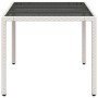 Tavolo da Giardino Piano in Vetro Bianco 150x90x75cm Polyrattan