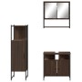 Set Mobili da Bagno 3 pz Rovere Marrone in Legno Multistrato