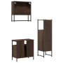 Set Mobili da Bagno 3 pz Rovere Marrone in Legno Multistrato